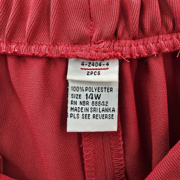 Red Midi Pull On Elastic Split Executive Suit Skirt Plus 14W - Picture 5 of 5